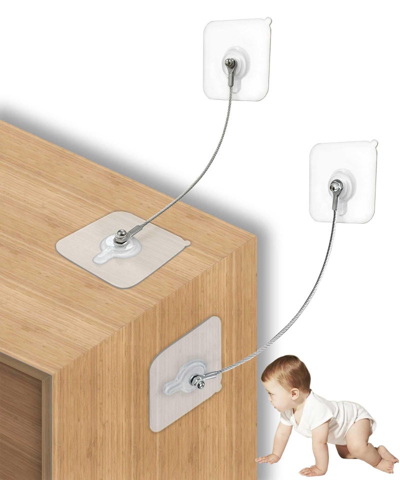 xicveiuz 10 Pack, 8 inches Furniture Anchors Kit for Baby Proofing, Adhesive TV Safety Straps Use to Prevent Falling and Anti Tip, No Drill Dresser Or Cabinet to Wall Anchors (xicveiuz) - Image 1